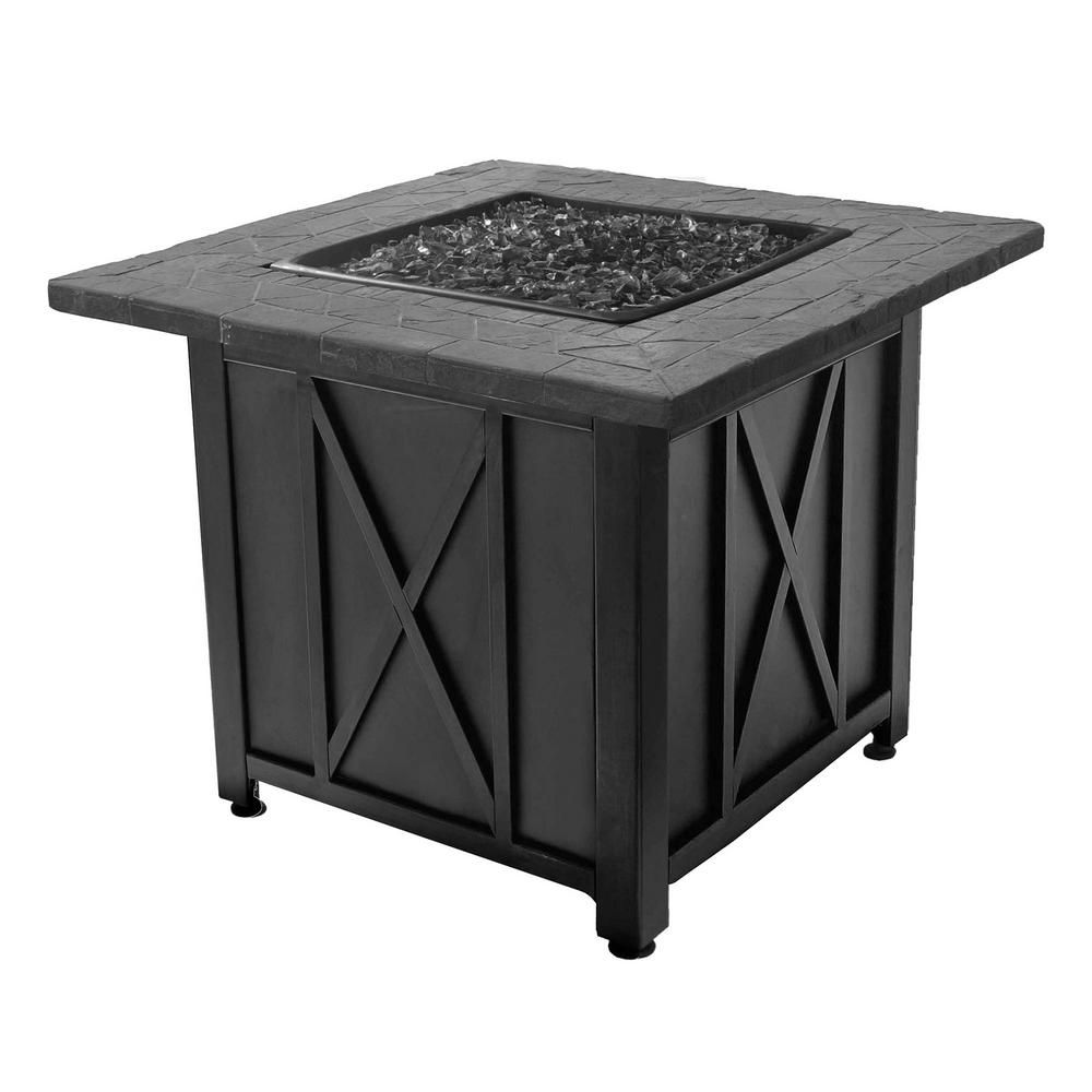 Blue Rhino Endless Summer Outdoor Propane Gas Black Lava Rock Patio Fire Pit | The Home Depot