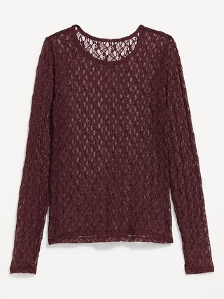 Long-Sleeve Lace Crew-Neck Top | Old Navy (US)