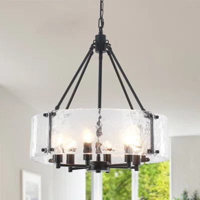 6 - Light 19.69'' Dimmable Modern Drum Candle Chandelier With Glass Shade | Wayfair North America