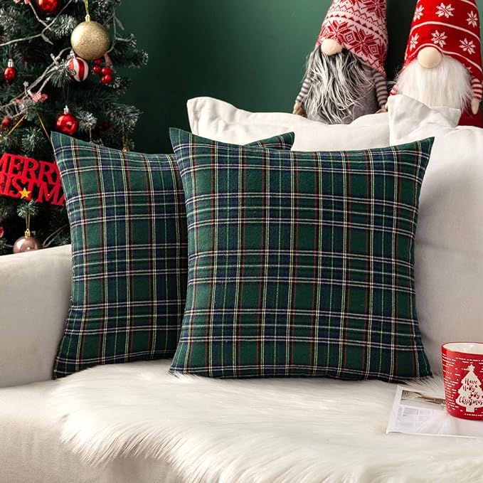 Amazon.com: MIULEE Christmas Set of 2 Scottish Tartan Plaid Throw Pillow Covers Farmhouse Classic... | Amazon (US)