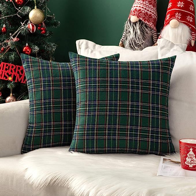 MIULEE Christmas Set of 2 Scottish Tartan Plaid Throw Pillow Covers Farmhouse Classic Decorative ... | Amazon (US)