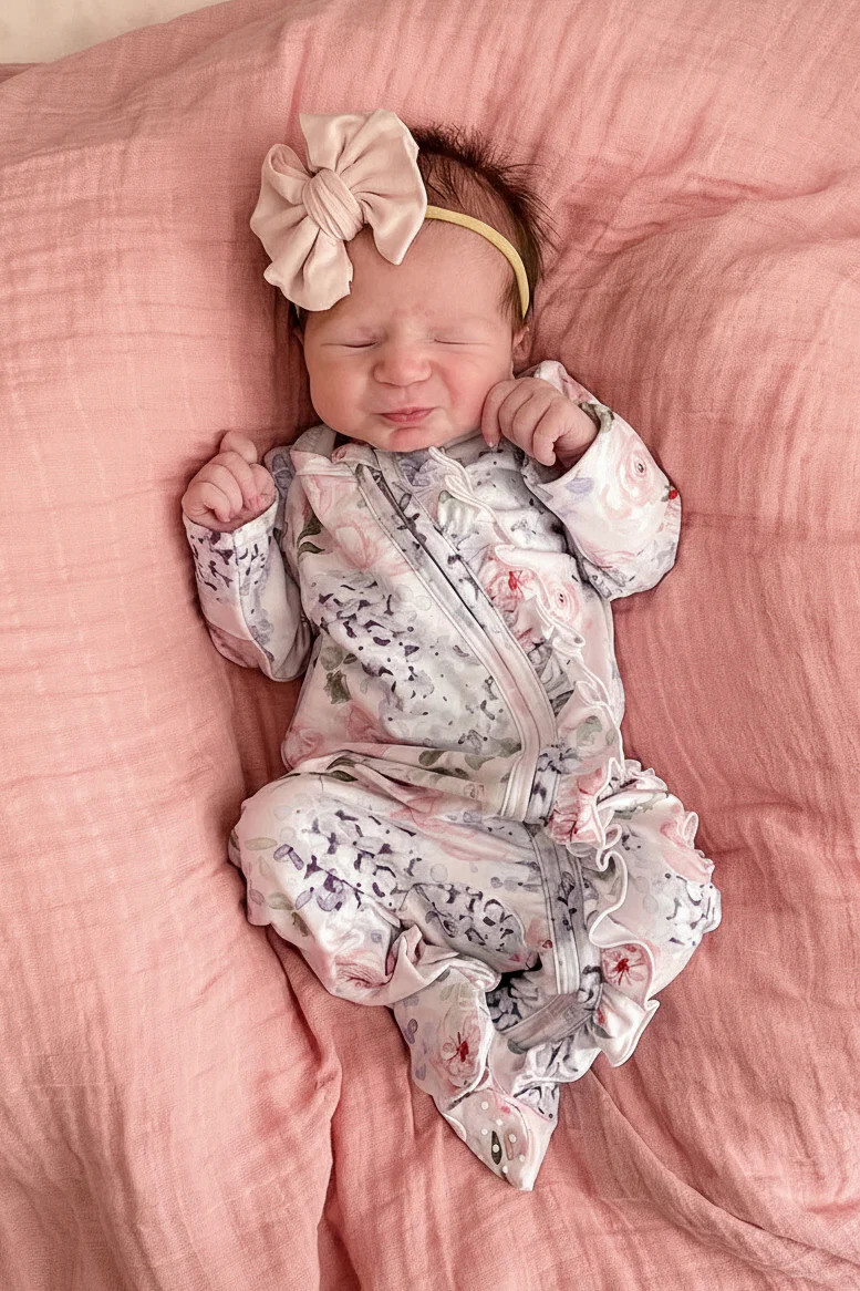 Henlee's Hydrangea Zipper Ruffle Footie | Caden Lane