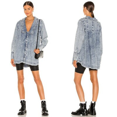 NWOT Free peopleCharlie Denim Bd Top in Lightest Indigo XS | eBay US