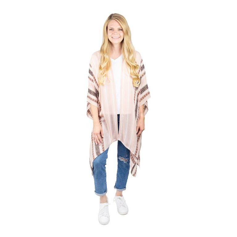 TIme and Tru Women's Yarn Dye Border Stripe Layering Piece, Pink | Walmart (US)