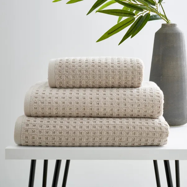 Mushroom Waffle 100% Cotton Towel | Dunelm (migrated)