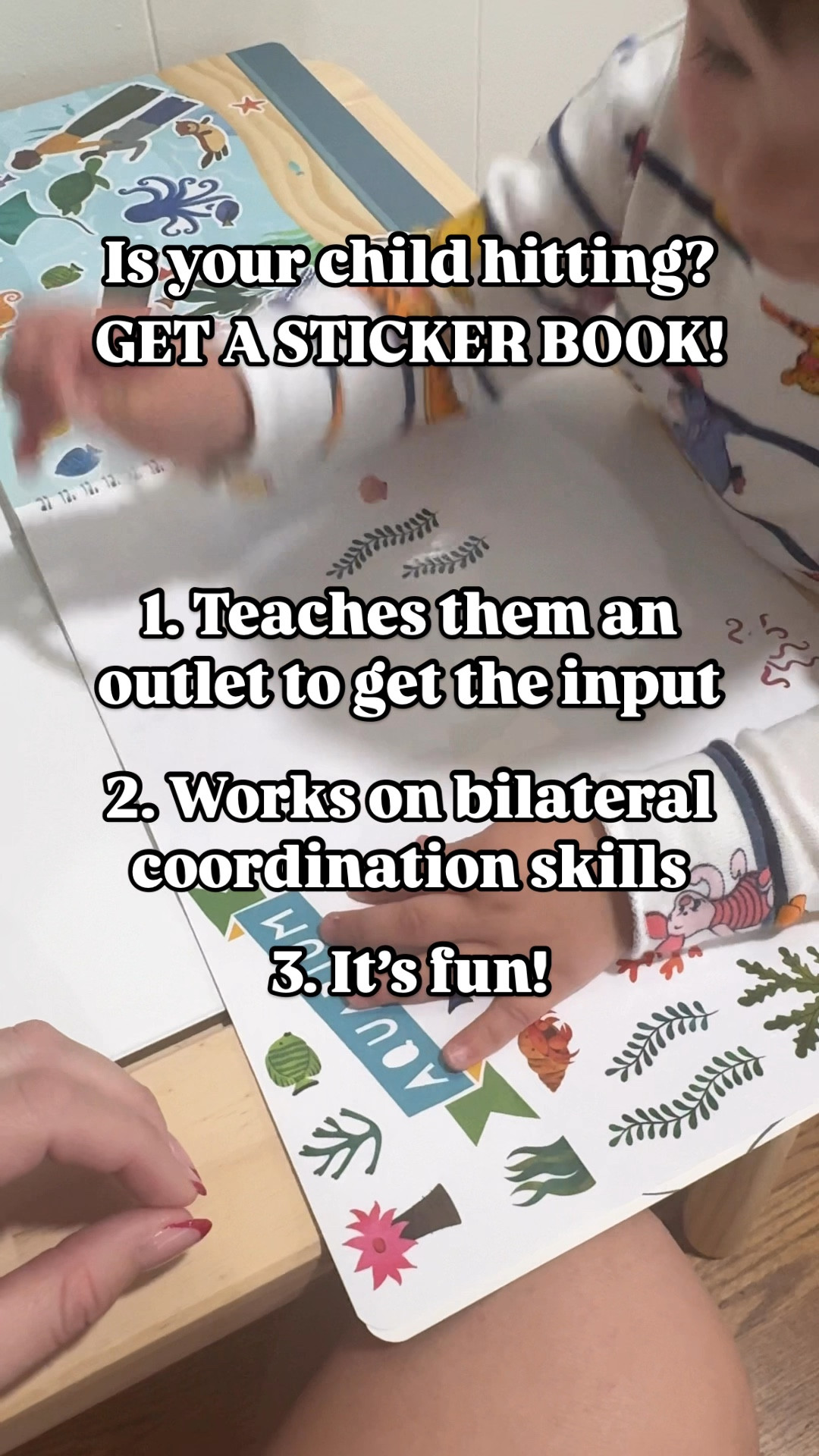 We LOVE a sticker book for toddlers 👏🏻👏🏻

They can pat them down to get some proprioceptive input. This is the sense that provides body awareness. Check out our story highlight called “sensory” to learn more! 

Additionally, when pulling stickers off, they are working on using both hands together. This is regulating to their brain and helps improve bilateral coordination, which is when they use both sides of the brain at the same time! 

You can ALSO use stickers to work on visual perceptual skills as they get older. Have them match the stickers to shapes or objects! 

So many things to do with this activity! 



#pediatricsleepconsultant #momlife #occupationaltherapy #toddlerhitting #toddlerhittingphase #toddlerlife #pediatricot 

#LTKFamily #LTKBaby #LTKKids
