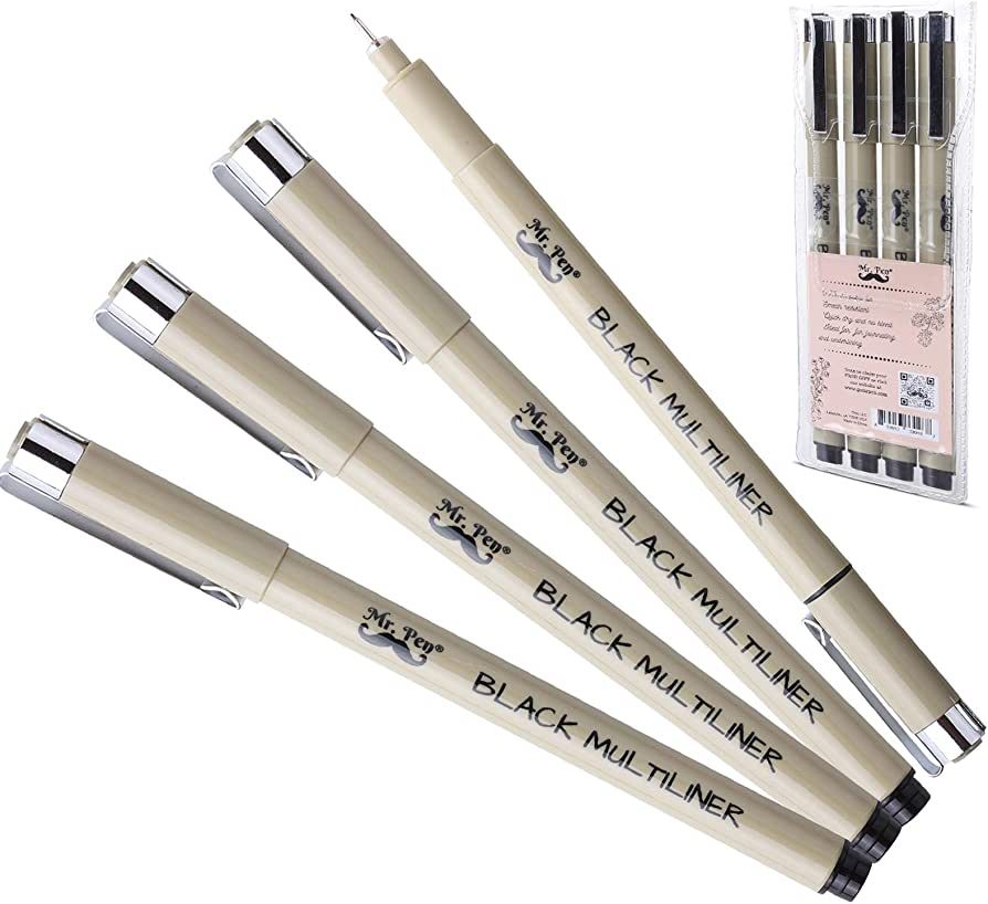 Mr. Pen- Black Fineliners, Fine Point Pens, 0.25mm, 4 Pack, Bible Pens No Bleed, Fine Tip Pens, U... | Amazon (US)