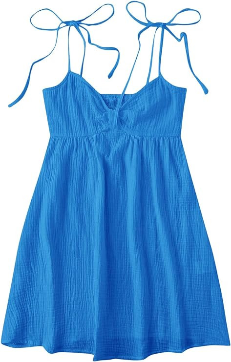 SOLY HUX Women's Tie Shoulder Cami Dress Spaghetti Strap Mini Summer Dresses | Amazon (US)