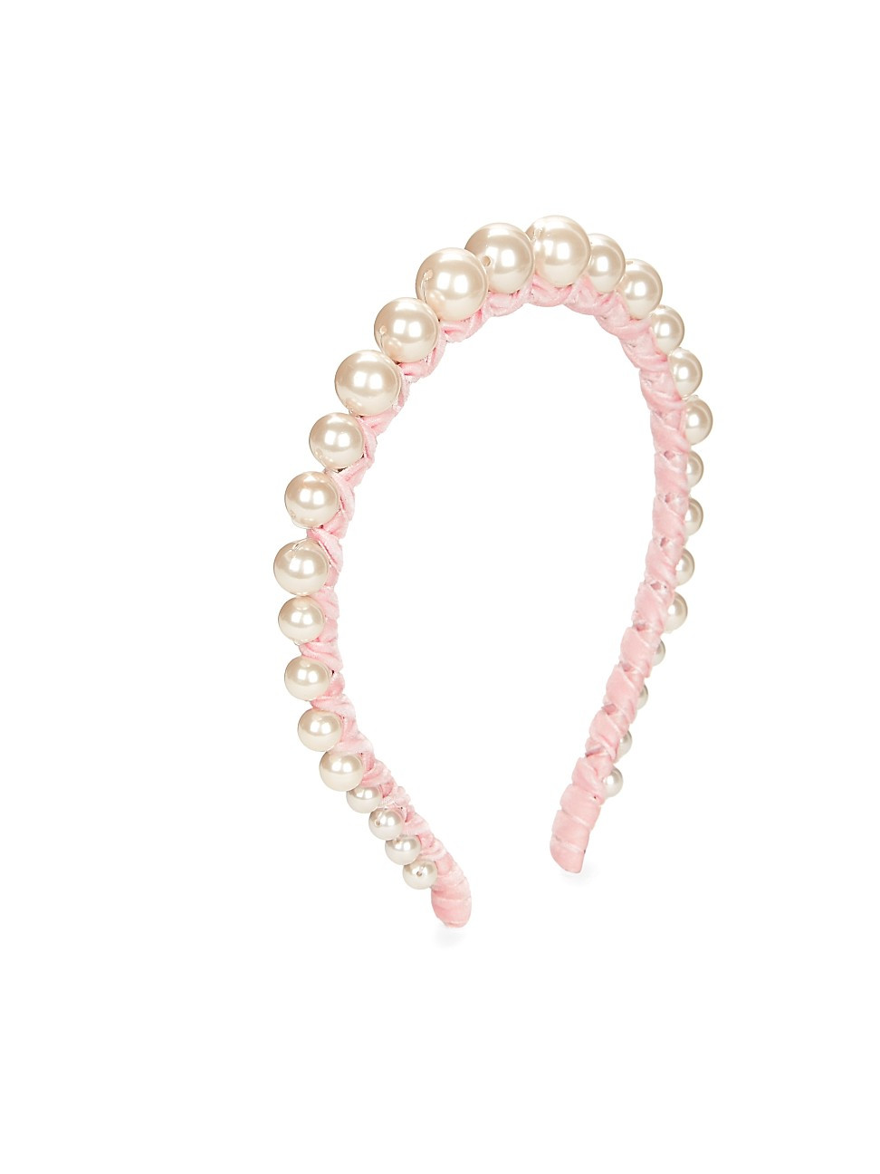 Lele Sadoughi Women's Graduated 8MM-15MM Faux-Pearl & Velvet Strand Headband - Blush | Saks Fifth Avenue