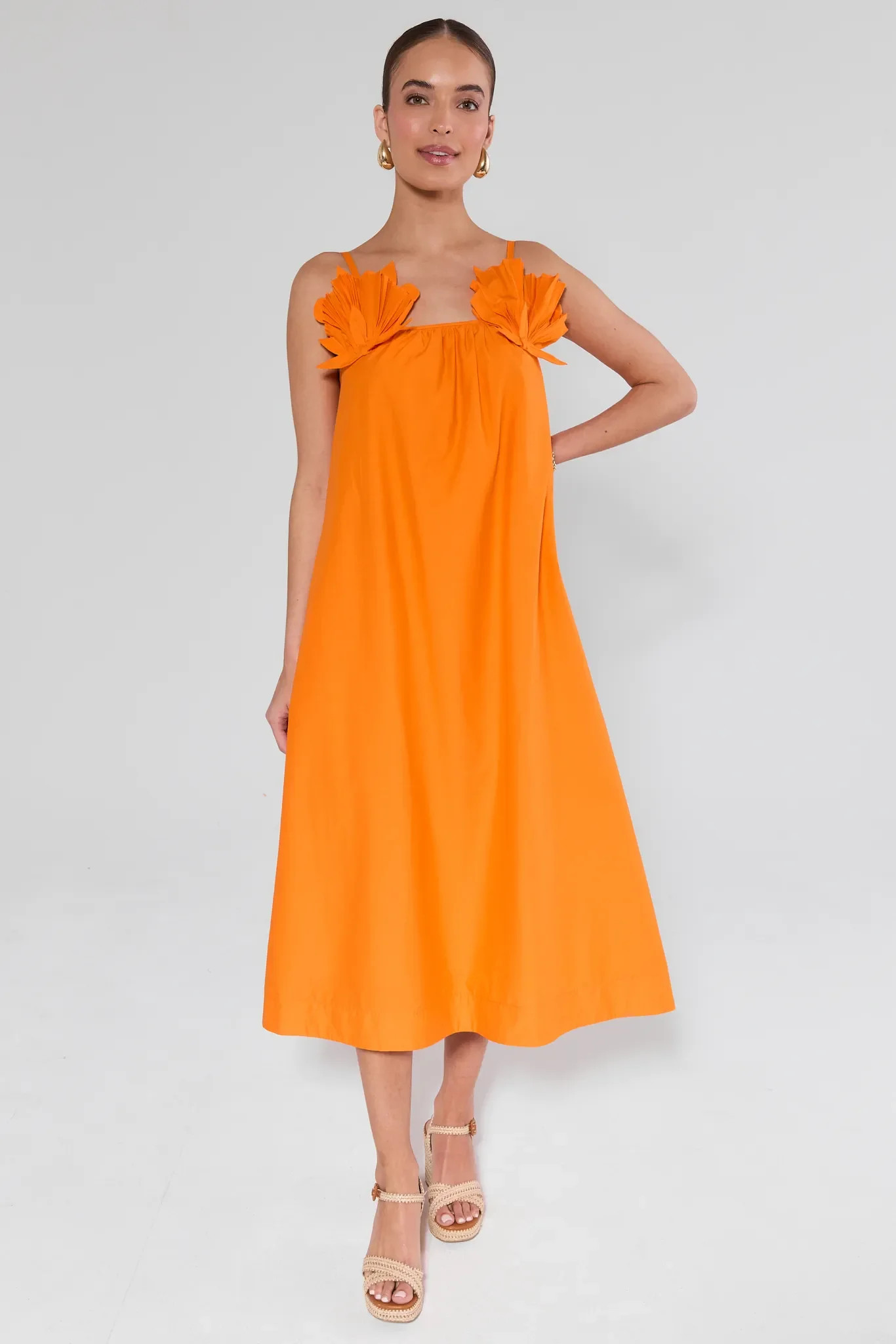 Ariel Orange Shell Midi Dress | Avara