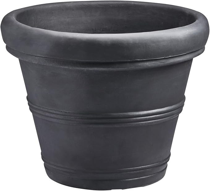 Crescent Garden Brunello Planter, Classic Rolled-Rim Plant Pot, 27-Inch (Caviar Black) | Amazon (US)