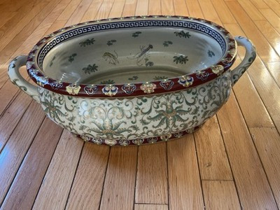 Vintage Chinese Green, Blue & White Chinese Foot Bath Planter Fish Crab Basin | eBay US