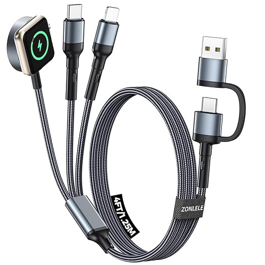 Travel Essentials for Apple Watch Charger,Multi Charging Cable for iPhone 17,iWatch Charger USB C... | Amazon (US)