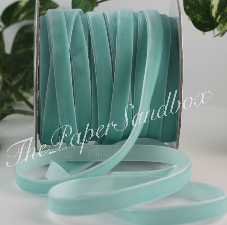 Robin Egg Blue Velvet Ribbon 3/8 Wide BY THE YARD - Etsy | Etsy (US)