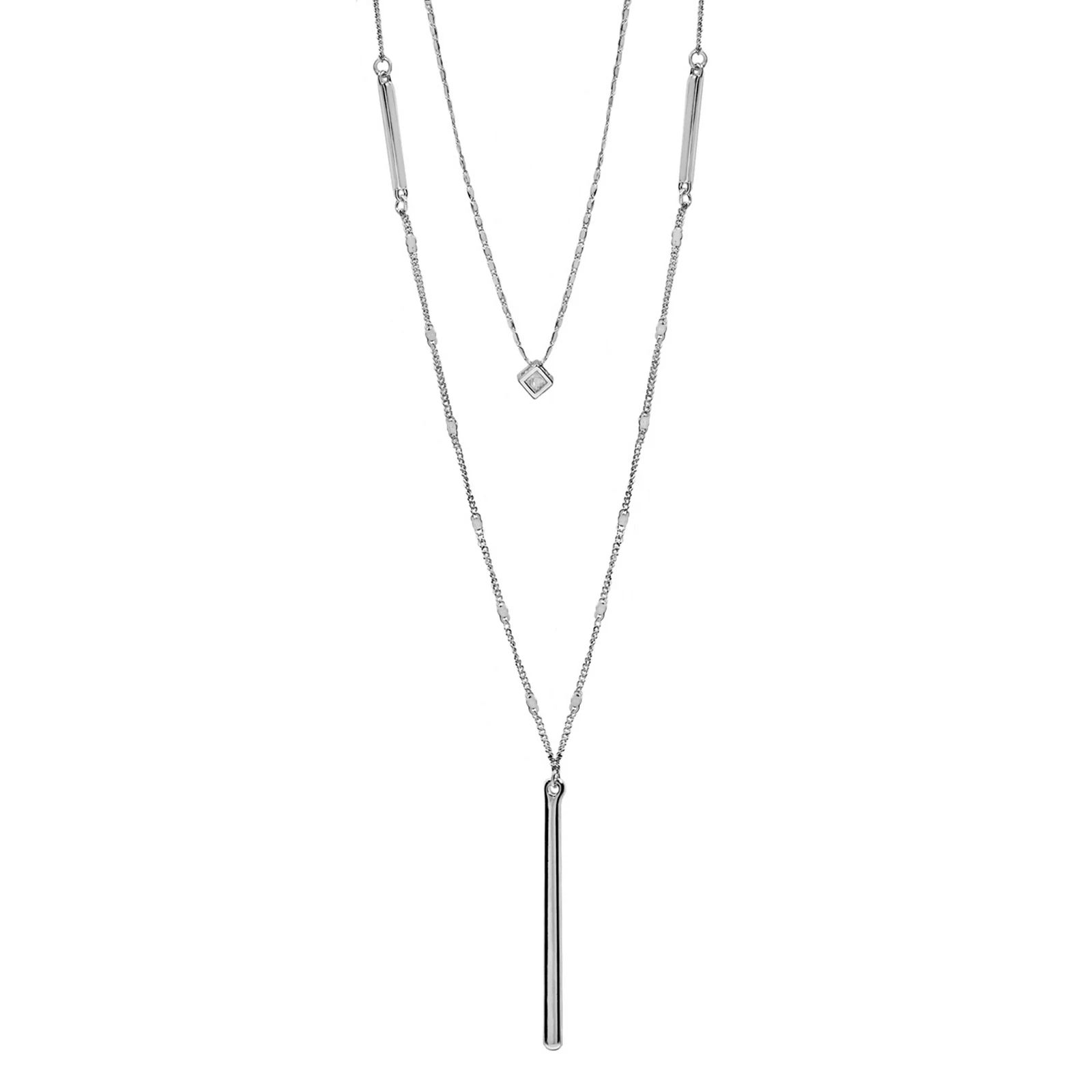 LC Lauren Conrad Layered Stick & Square Necklace, Women's, Silver | Kohl's