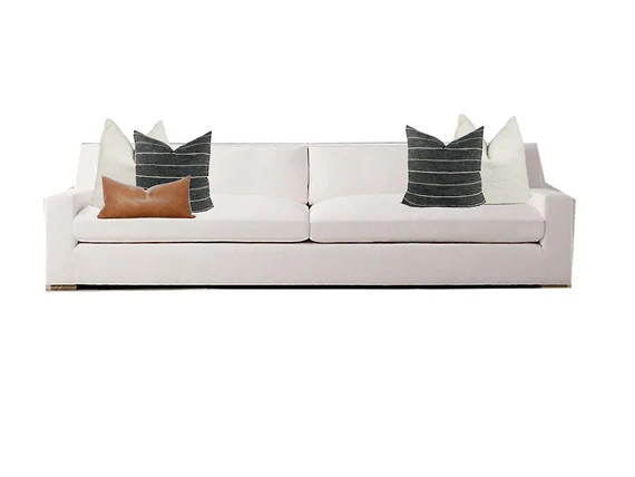 Pillow Combination  | Greenpoint Pillow Combo | Cream Mudcloth, Gray Stripe, and Faux Leather Pil... | Etsy (US)