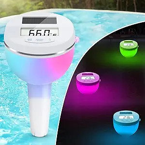 DeeprBlu Solar Digital Pool Thermometer Floating, Pool Digital Thermometer with Color Changing Li... | Amazon (US)
