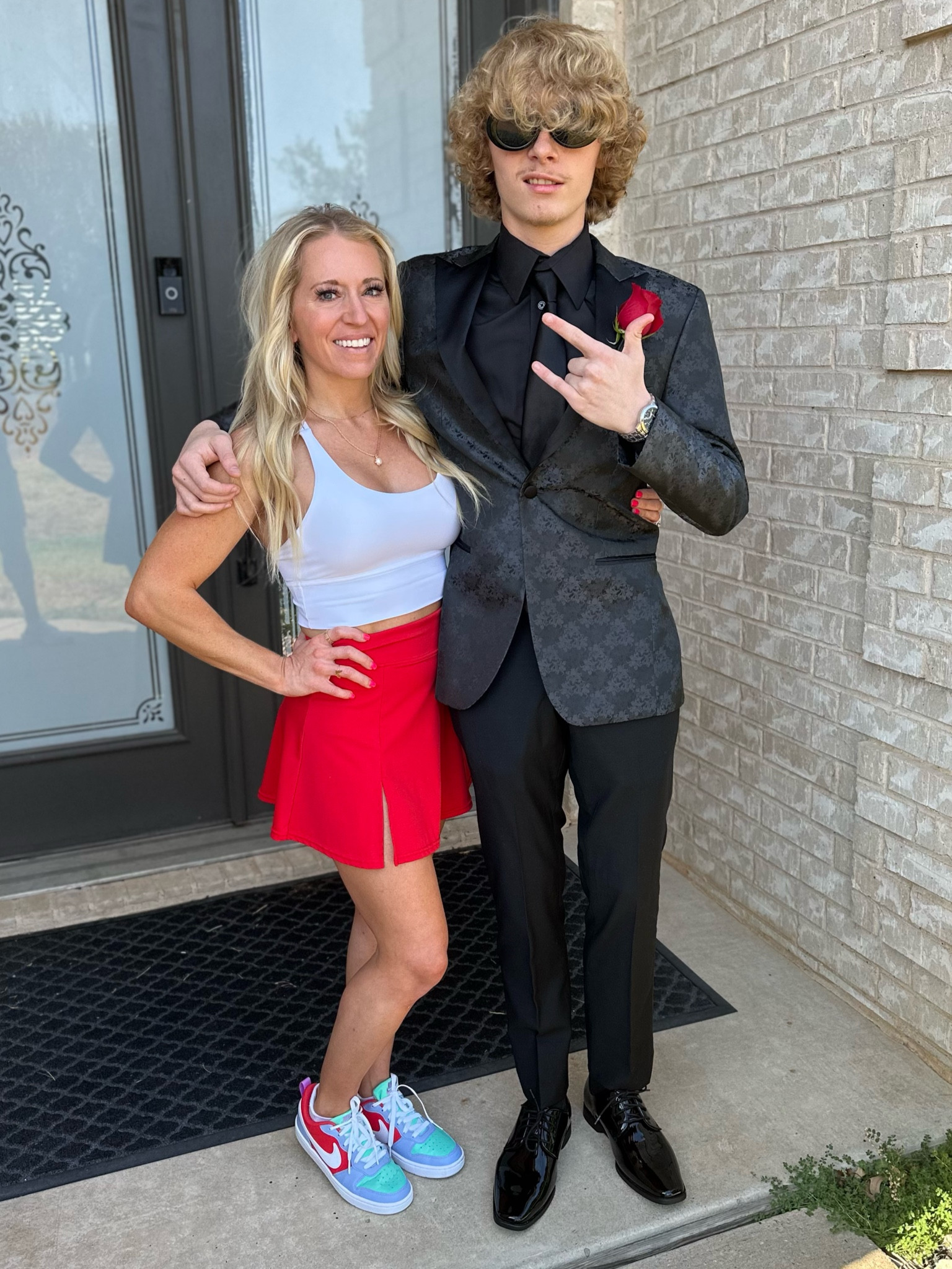 Amazon red tennis athleisure skort, also have matching one shoulder sports bra top but love this Amazon sports bra crop top too that comes in a bunch of colors so comfy 😍
Sz small in all 
And obsessed with these Nikes, wearing sz 4Y (I’m a 5-6 in women’s) 

#LTKfitness #LTKshoecrush #LTKstyletip