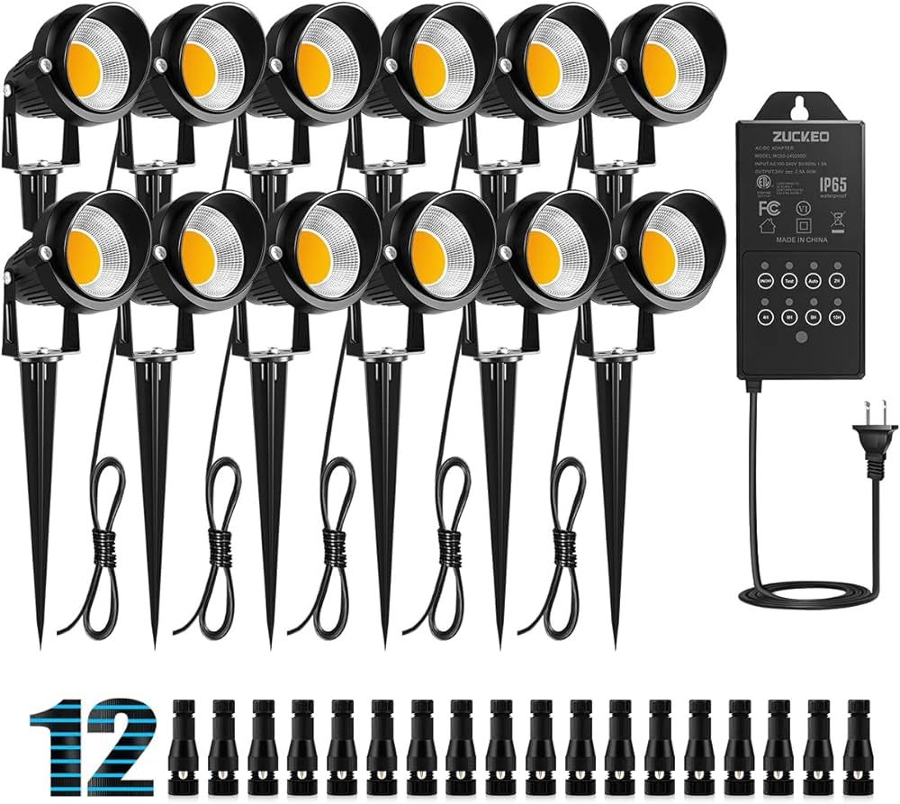 ZUCKEO 5W LED Low Voltage Landscape Lights with Timer Transformer 12V 24V Outdoor Landscape Light... | Amazon (US)