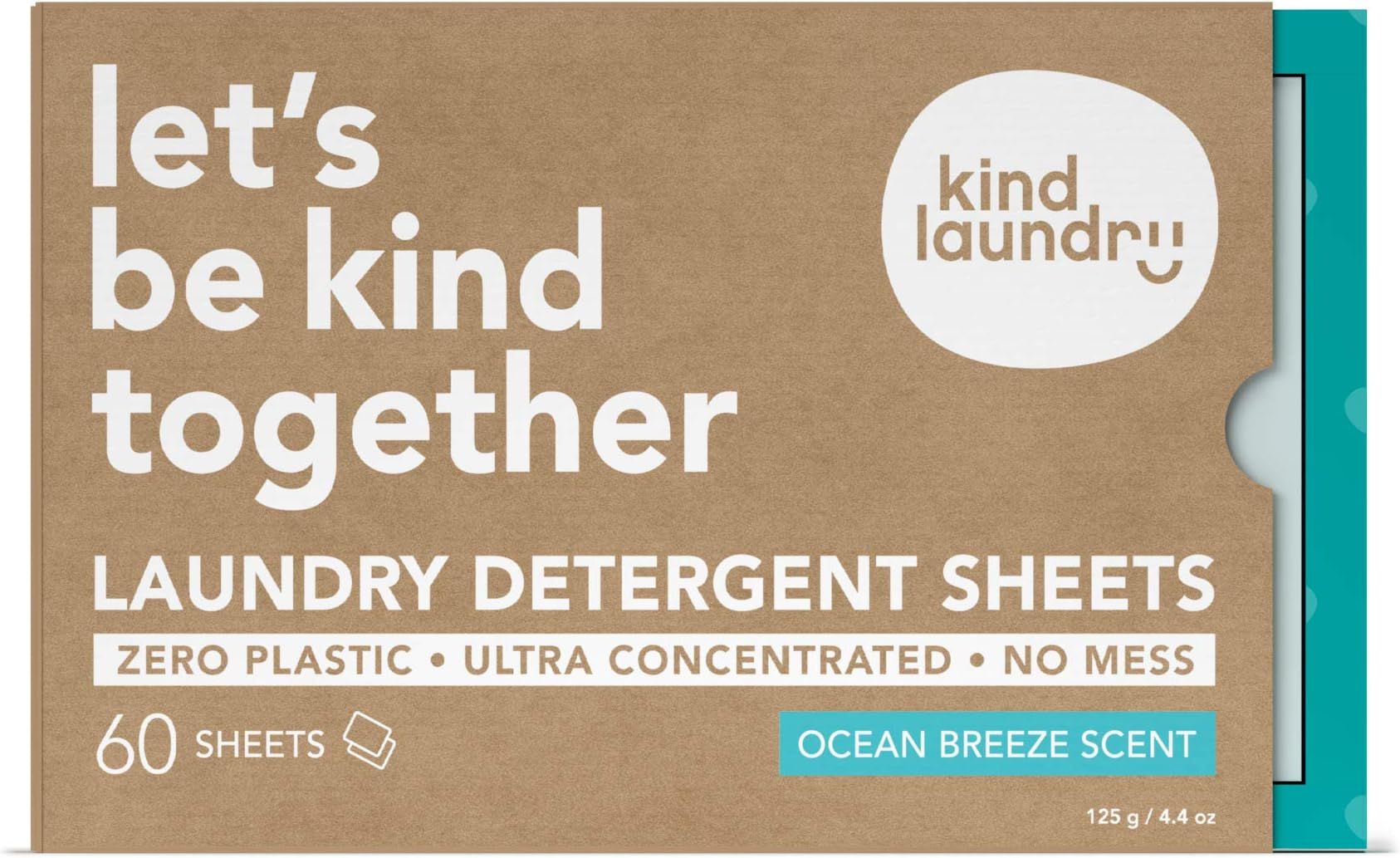 KIND LAUNDRY Detergent Sheets (60 loads, Ocean Breeze) - Hypoallergenic Eco-friendly & Biodegradable | Amazon (US)