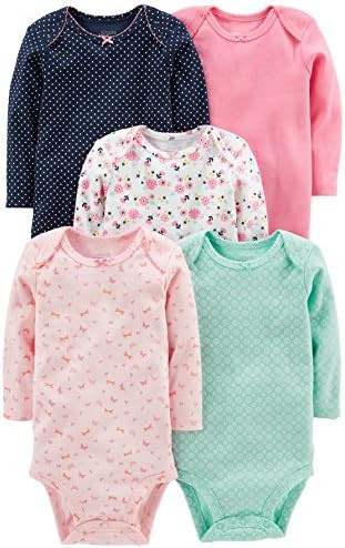 Simple Joys by Carter's Baby Girls' Long-Sleeve Bodysuit, Pack of 5 | Amazon (US)
