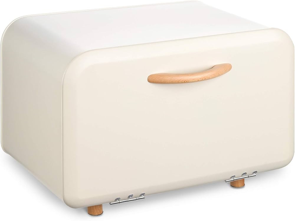Navaris Bread Box - Metal Bread Bin Storage Tin with Front Opening Drop Down Door for Kitchen Cou... | Amazon (US)