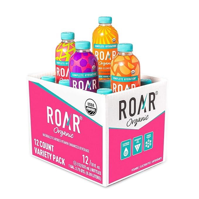 ROAR Organic Vitamin Enhanced Beverage, 4-Flavor Variety Pack, USDA Organic, Complete Hydration, ... | Amazon (US)