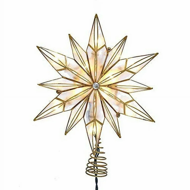 Kurt Adler 10-Light 12-Point Capiz Star and Center Gem Treetop | Walmart (US)