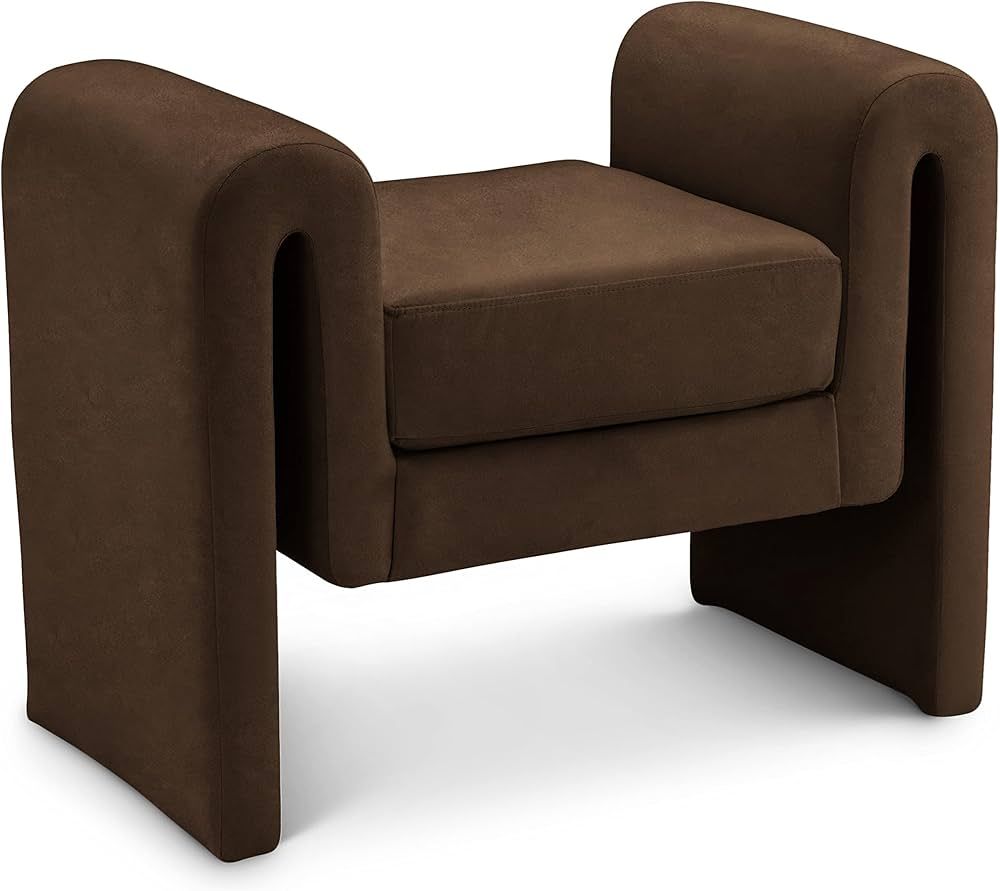 Meridian Furniture 180Brown Stylus Collection Modern | Contemporary Velvet Upholstered Bench with... | Amazon (US)