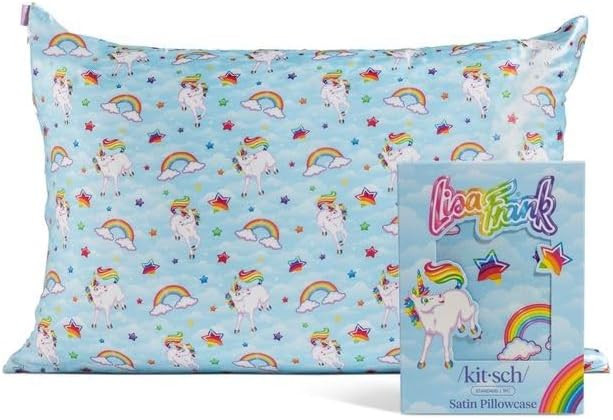 Lisa Frank x Kitsch Satin Pillowcase with Zipper for Hair & Skin - Softer Than Silk Pillow Cases,... | Amazon (US)