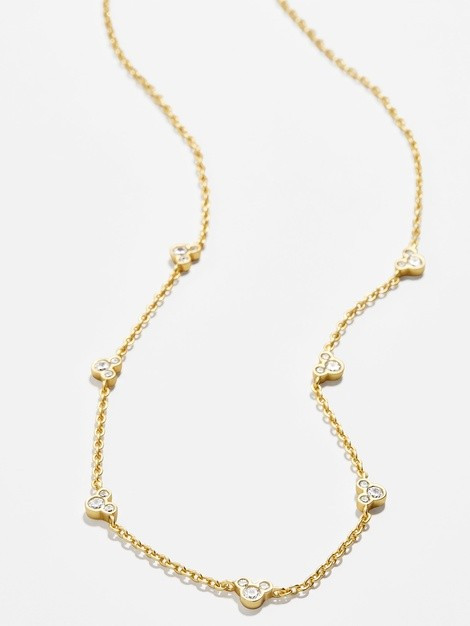 Mickey Mouse Outline 18K Gold Plated Sterling Silver & Cubic Zirconia Necklace | BaubleBar (US)