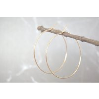 20 Gauge Thin Gold Hoop Earrings, 1"", 1.5"", 2"", 2.5"", Hammered Or Smooth, 14K Filled Threader Ho | Etsy (US)