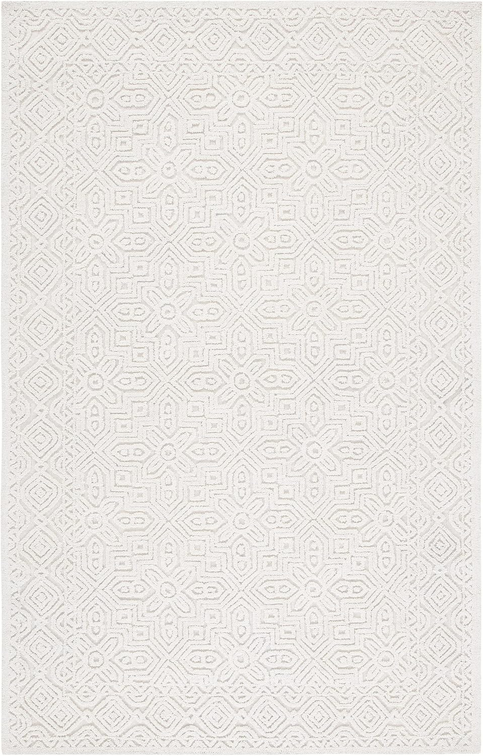 SAFAVIEH Textural Collection Area Rug - 9' x 12', Ivory, Handmade Wool, Ideal for High Traffic Ar... | Amazon (US)