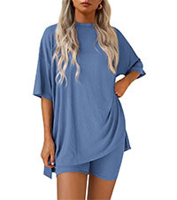 PRETTYGARDEN Women's Two Piece Lounge Set 2025 Summer Casual Oversized Shirts Biker Shorts Matchi... | Amazon (US)