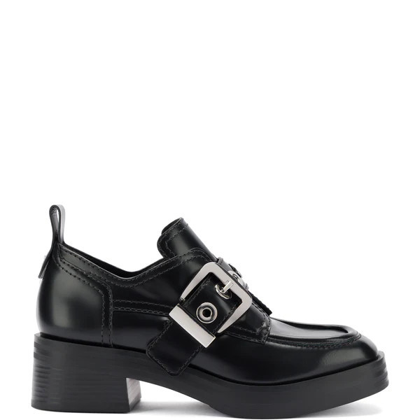 Stewart Flat Oxford In Black Leather | Larroude