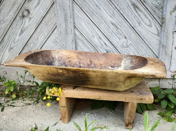 Wooden bowl Antique dough bowl Rustic home decor Unique gift idea Large trencher Table centerpiec... | Etsy (US)