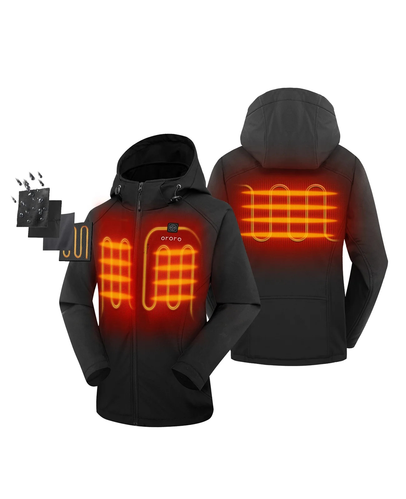 ORORO Women's Heated Jacket With Battery Pack and Detachable Hood (Black,L) - Walmart.com | Walmart (US)