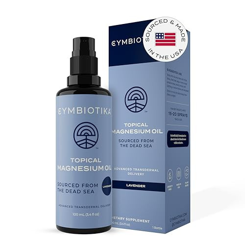 CYMBIOTIKA Topical Magnesium Oil Spray for Body, USA Made, Supplement for Leg Cramps, Muscle, Joint Health & Sleep Support, Includes Magnesium Chloride, Lavender Extract, Aloe Vera - Skin Applicator | Amazon (US)