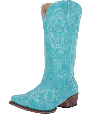 ROPER Womens Riley Round Toe Casual Boots Mid Calf Low Heel 1-2" - Black | Amazon (US)