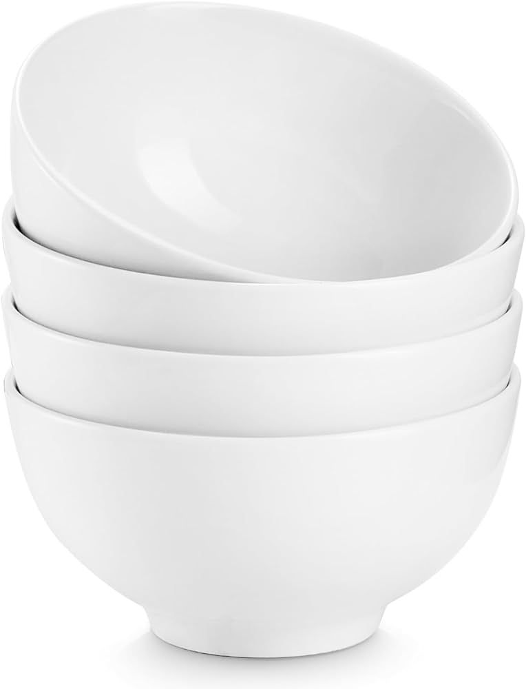 DOWAN 10 OZ Small Dessert Bowls - 4.5" Ceramic Bowls Set of 4 for Side Dishes- White Bowls for Ic... | Amazon (US)