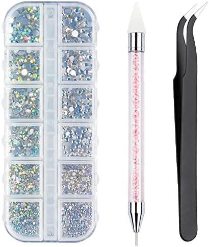 Crystals AB Nail Art Rhinestones Decorations Nail Stones for Nail Art Supplies and Clear Crystal Rhi | Amazon (US)