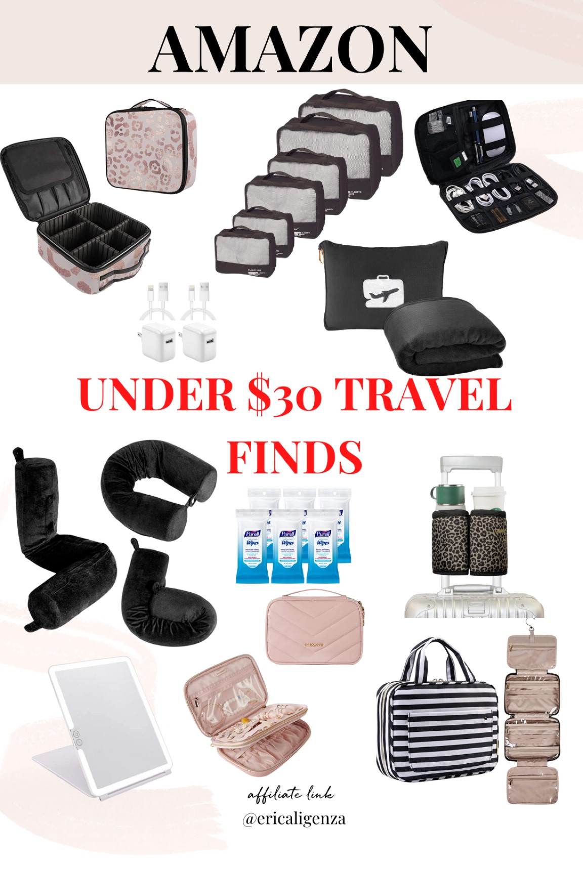 Travel finds from Amazon - all under $30! 

Travel make up bag // lightning chargers for iPhone // packing cubes set // travel pillow // travel blanket // cord organizer // moldable travel pillow // light il travel mirror // jewelry travel bag // sanitizing wipes for travel // cup holder for suitcase // hanging jewelry organizer 

#LTKunder50 #LTKtravel #LTKFind