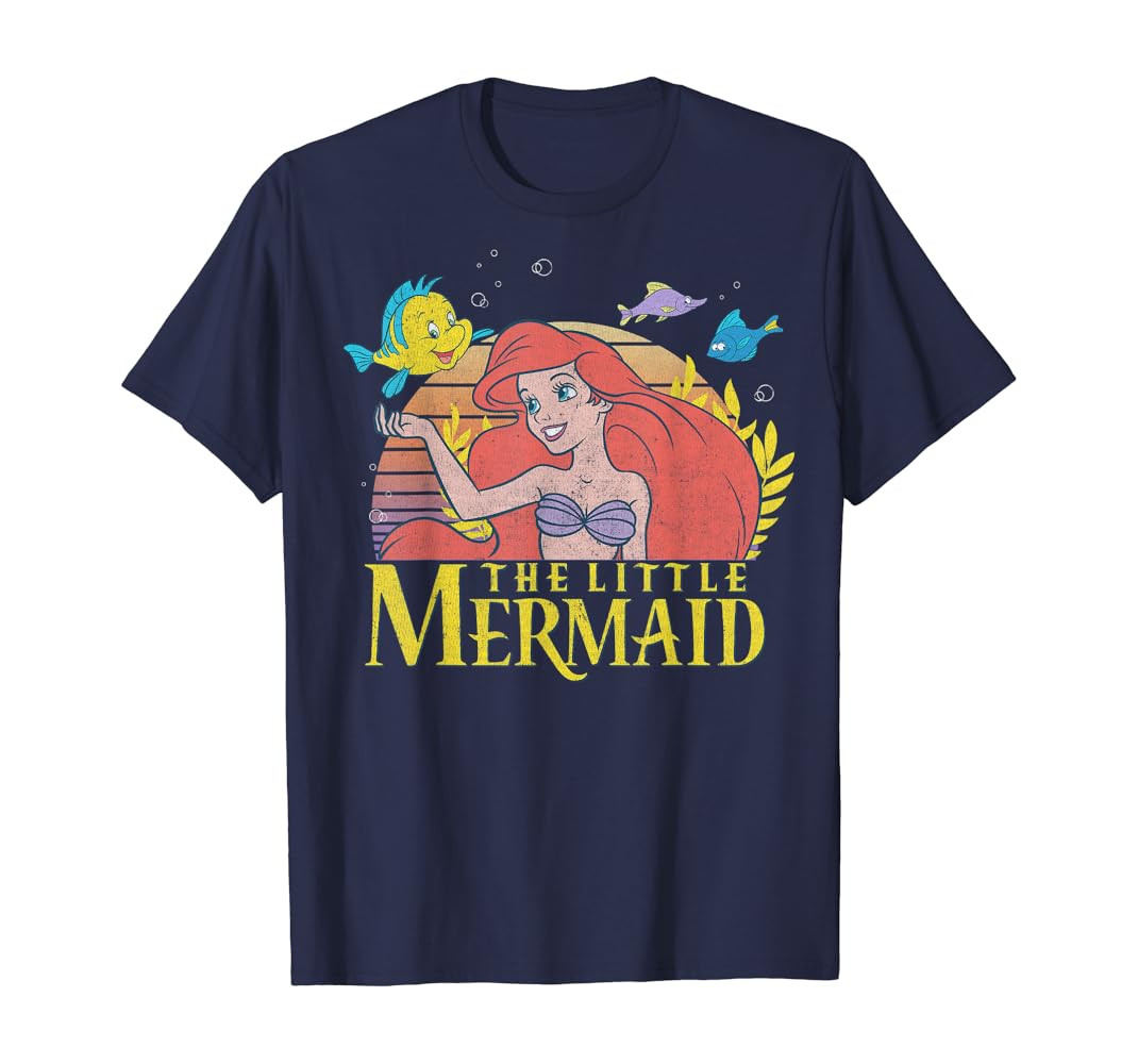 Disney Little Mermaid Ariel Flounder Logo Graphic T-Shirt C1 T-Shirt | Amazon (US)