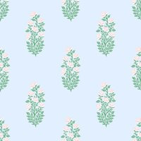 Fabric By The Yard Floral Block Print Sky Blue | Etsy (US)