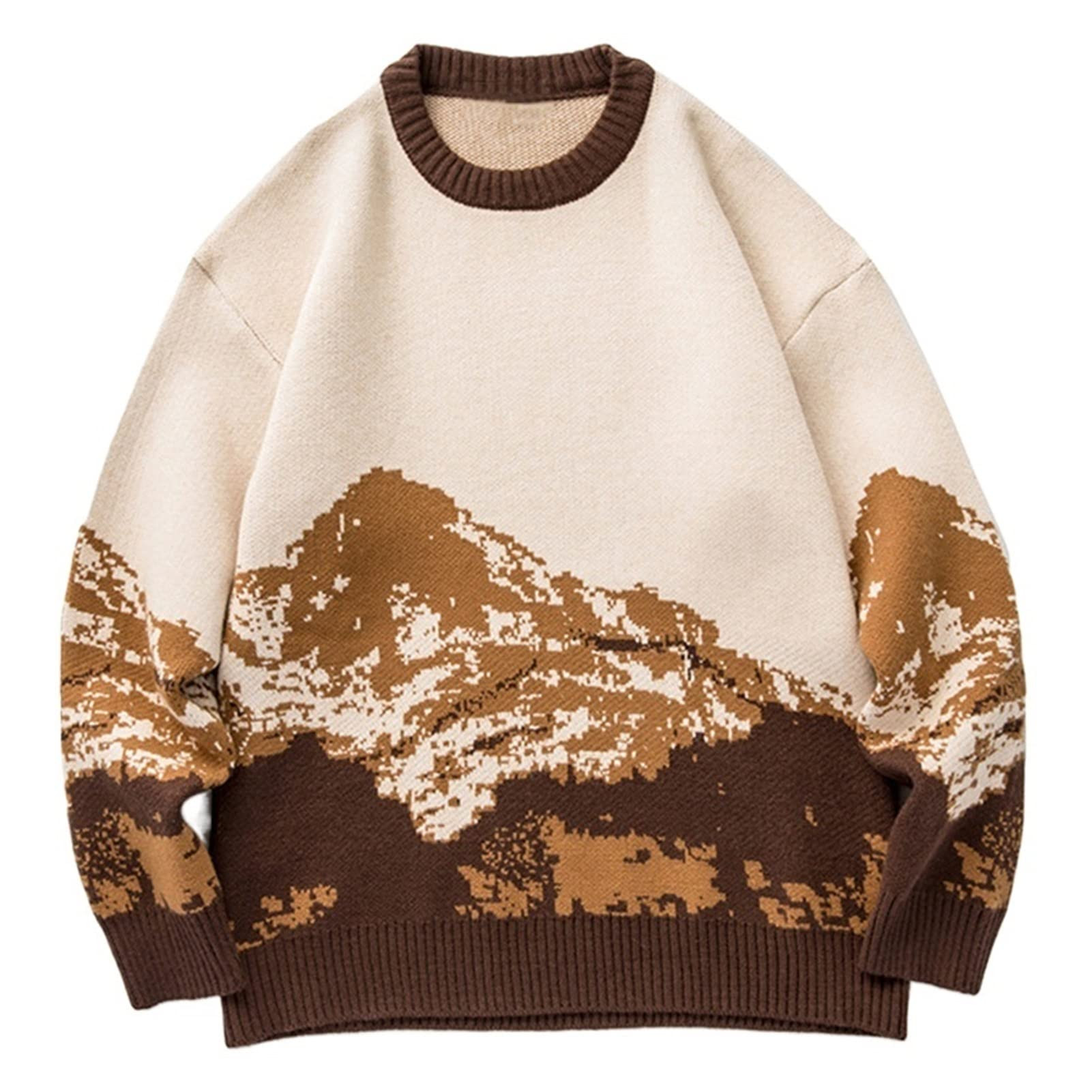 Turtleneck Men Hip Hop Streetwear Harajuku Sweater Vintage Japanese Style Snow Mountain Knitted S... | Amazon (UK)