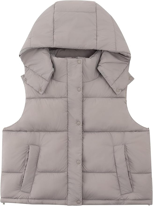 Women's Removable Hooded Puffer Vest Lightweight Quilted Stand Collar Sleeveless Jackets Warm Win... | Amazon (US)