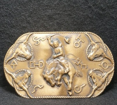 WI11115 *NOS* VINTAGE 1990s **COWBOY ON BUCKING HORSE** COW BRANDING BELT BUCKLE  | eBay | eBay US