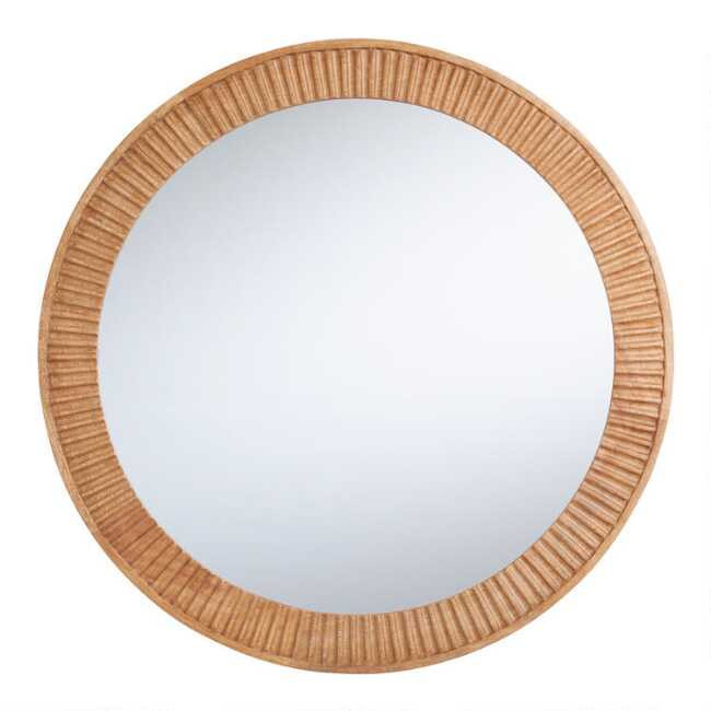Round Carved Wood Fluted Wall Mirror | World Market