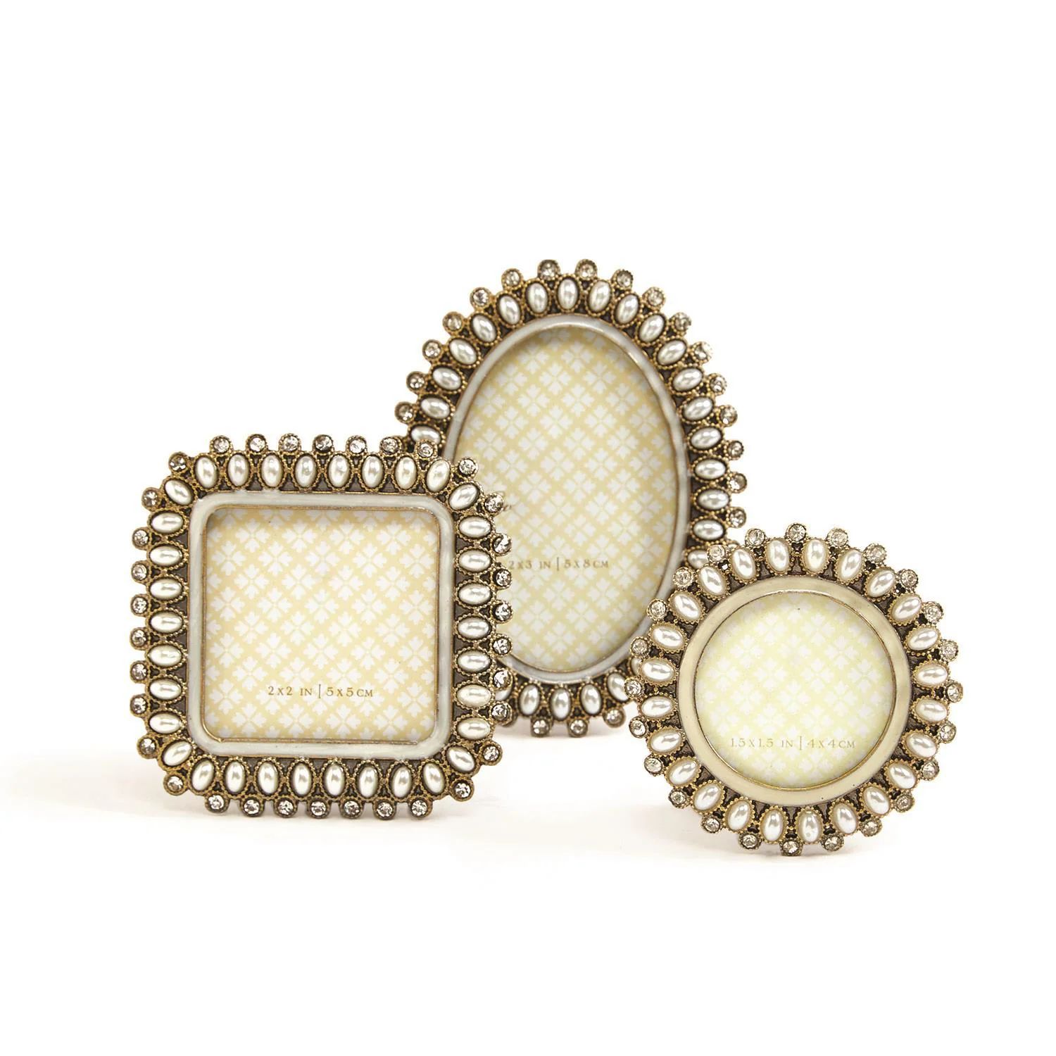 Precious Pearls Jeweled Mini Photo Frame in Assorted Shapes | Burke Decor