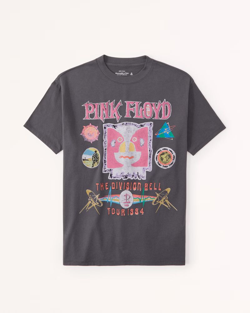 Abercrombie & Fitch Women's Oversized Boyfriend Pink Floyd Graphic Tee in Pink Floyd - Size M | Abercrombie & Fitch (US)